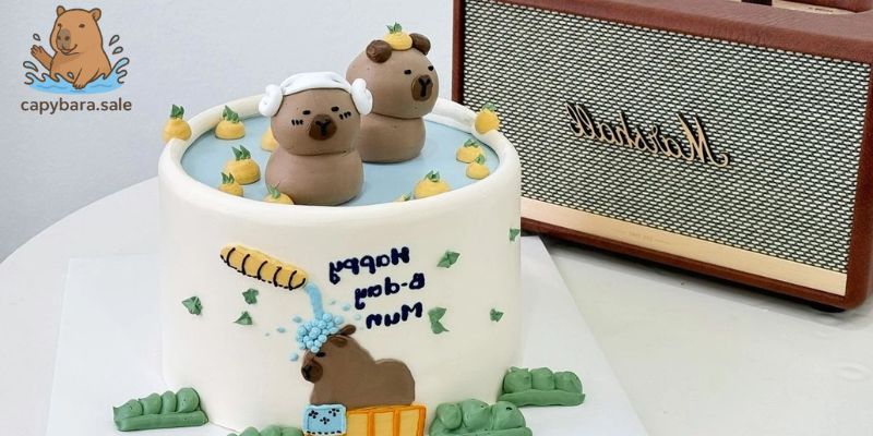 Bánh Capybara tắm suối nước nóng cực đáng yêu