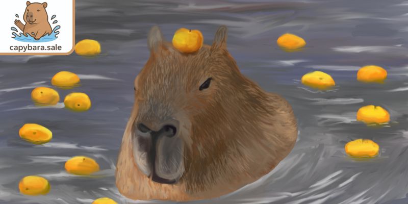 Capybara ngâm mình trong nước xả nóng
