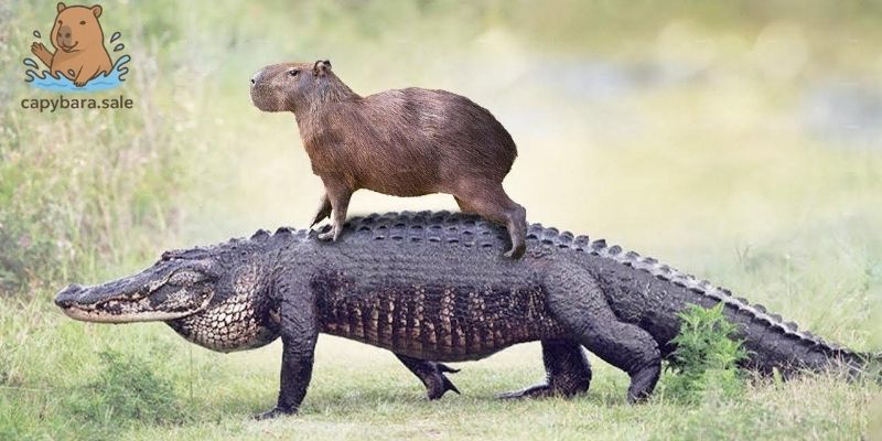 Capybara và cá sấu với những khoảnh khắc thú vị