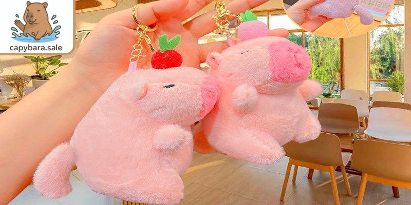 Móc khóa Capybara hồng nhỏ