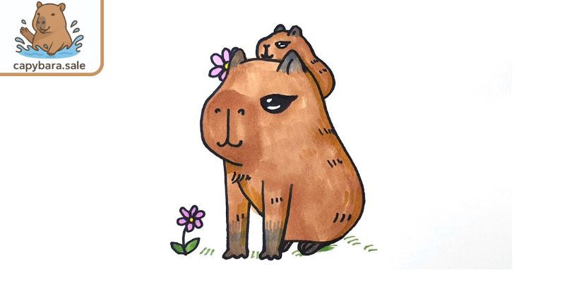 Vẽ anh em Capybara đi ngắm cảnh