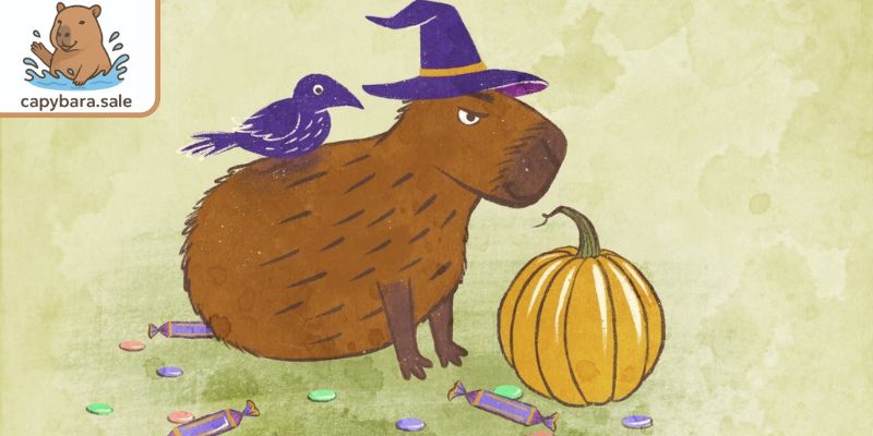 Vẽ Capybara cute ngày hội Halloween