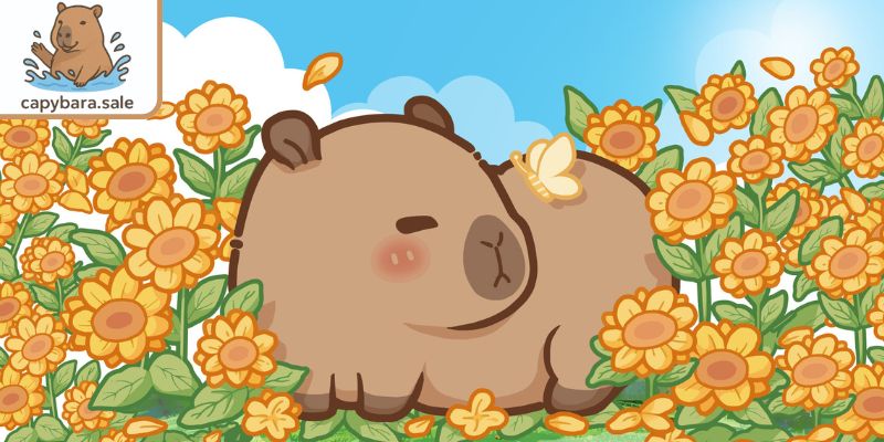 Vẽ chuột lang nước đùa nghịch bên hoa